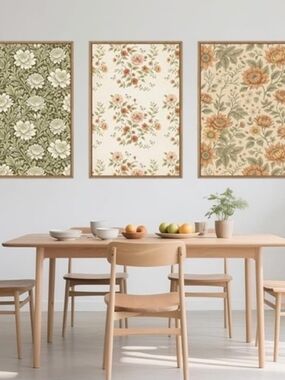 Framed Floral Wall Art Set - Sage, Cream & Apricot